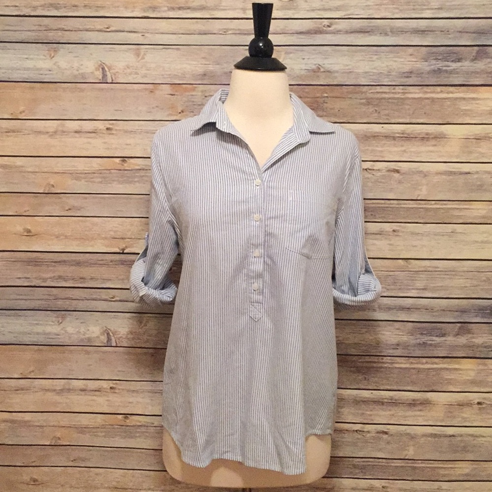 J. Crew Factory Blue and White Striped Shirt